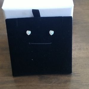 14k gold opal heart earrings